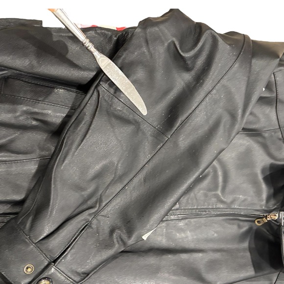 VTG Genuine Leather USA Flag motorcycle Jacket Sz XL Patriotic america 80s Y2K - Picture 4 of 8